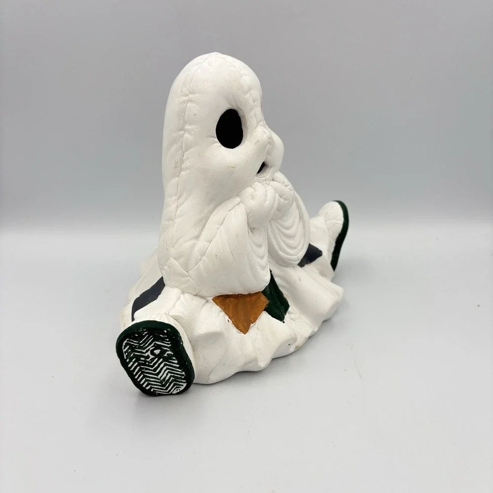 Vintage Halloween Ceramic Patchwork Ghost Rare Holiday Decor Cute & Spooky